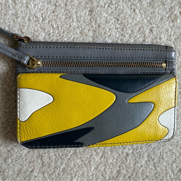 Fossil Yellow and Gray Leather Wallet - Picture 1 of 11